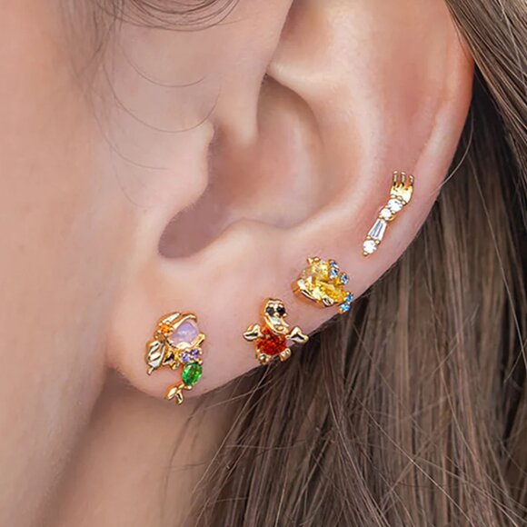 Disney Little Mermaid Stud Earrings – Ariel, Sebastian, Flounder & Fork - Picture 2 of 3